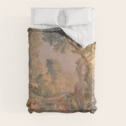 Antique 18th Century French Pastoral Sunrise Verdure Tapestry Duvet Cover Gallery Image 8