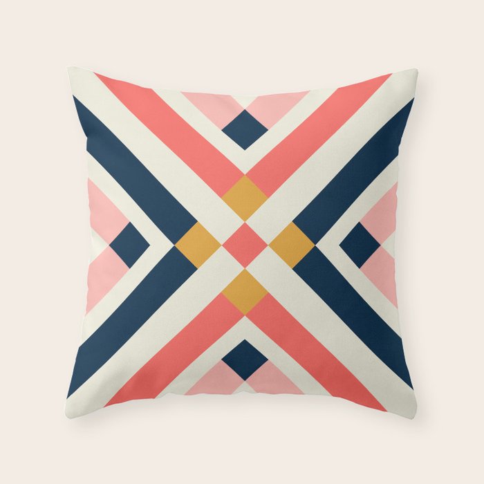 Bold Geometric Quilt Block Throw Pillow Gallery Image 2