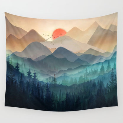 Wilderness Becomes Alive at Night Wall Tapestry Gallery Image 2