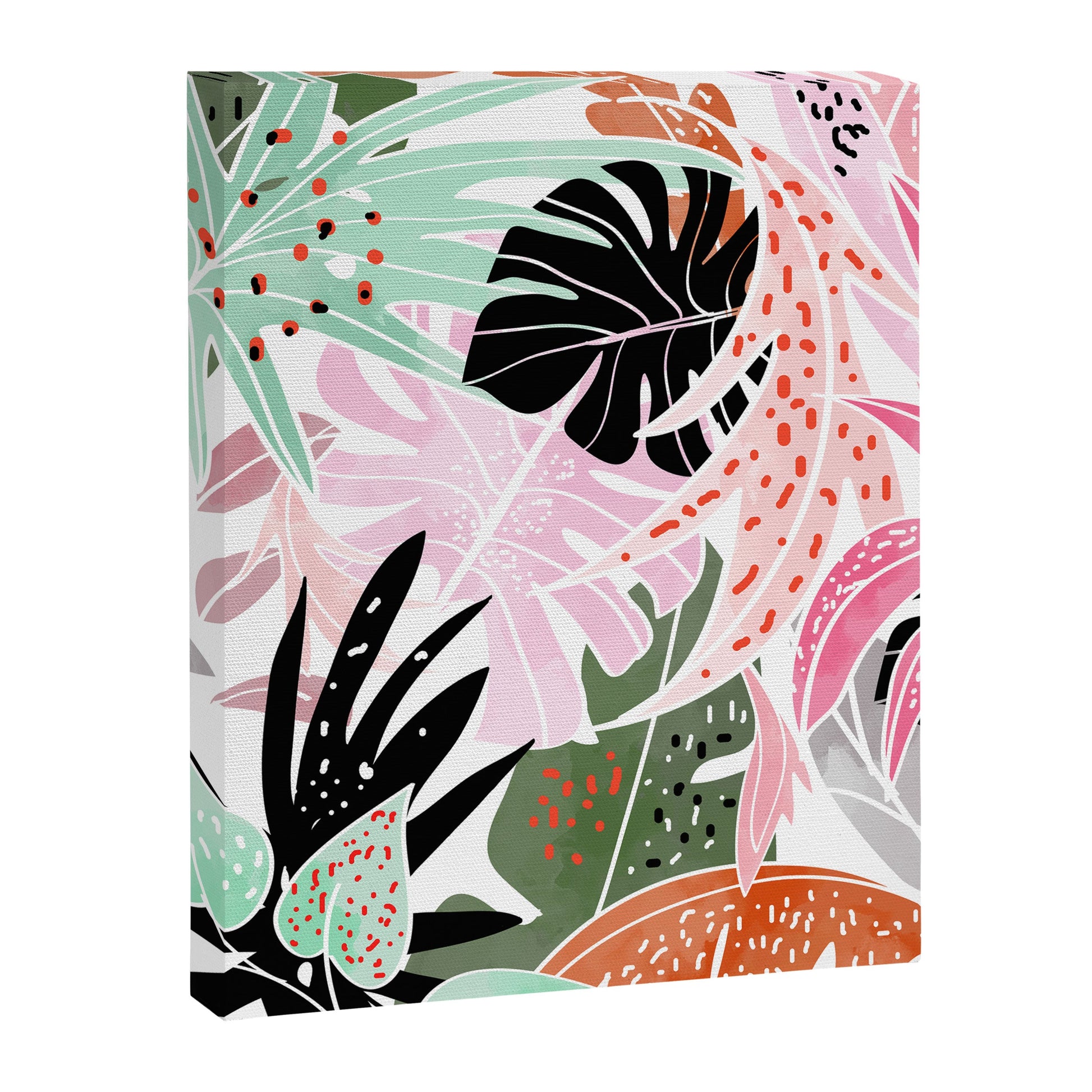 Veronica, Tropical Eclectic Bold Monstera Palm Illustration Nature Modern Colorful Jungle Canvas Print Gallery Image 4