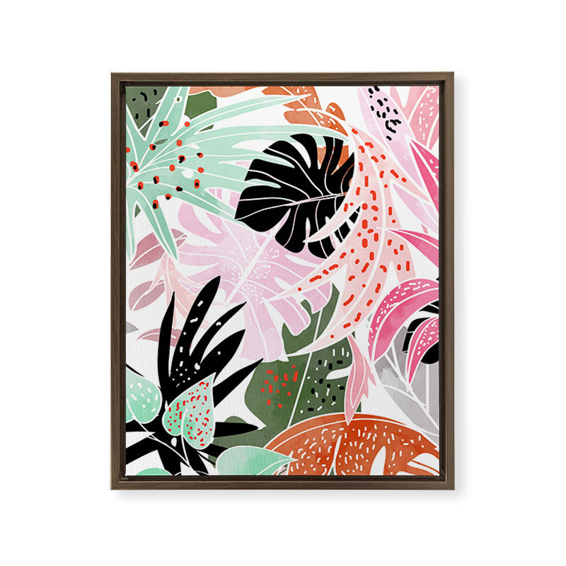 Veronica, Tropical Eclectic Bold Monstera Palm Illustration Nature Modern Colorful Jungle Framed Canvas Print Gallery Image 7