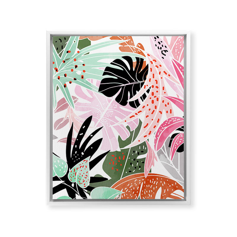 Veronica, Tropical Eclectic Bold Monstera Palm Illustration Nature Modern Colorful Jungle Framed Canvas Print Gallery Image 23