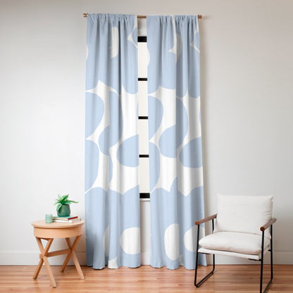 Large Baby Blue Retro Flowers White Background #decor #society6 #buyart Window Curtain Gallery Image 8
