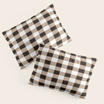 Gingham Large Tan Black White Pillow Sham Gallery Image 1