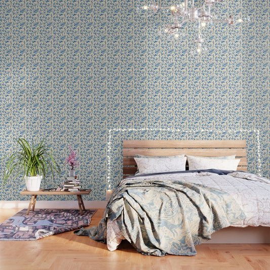 Blue organic watercolor nature art pattern Wallpaper Gallery Image 1