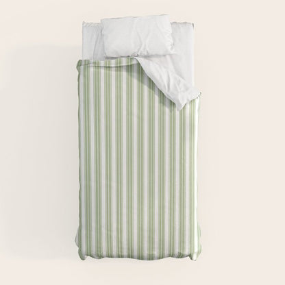 Vintage Cabana Stripe Pastel Sage Mint Green Retro Boho Coastal Beach Vibe Duvet Cover Gallery Image 4