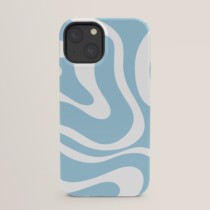 Retro Modern Liquid Swirl Abstract Pattern in Baby Blue and White iPhone Case Gallery Image 29