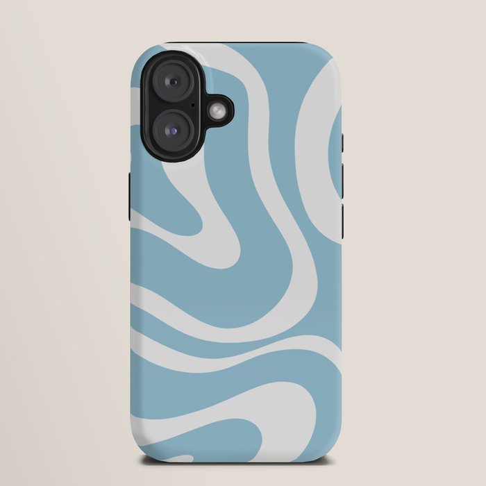 Retro Modern Liquid Swirl Abstract Pattern in Baby Blue and White iPhone Case Gallery Image 9