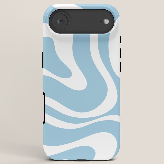 Retro Modern Liquid Swirl Abstract Pattern in Baby Blue and White iPhone Case Gallery Image 6