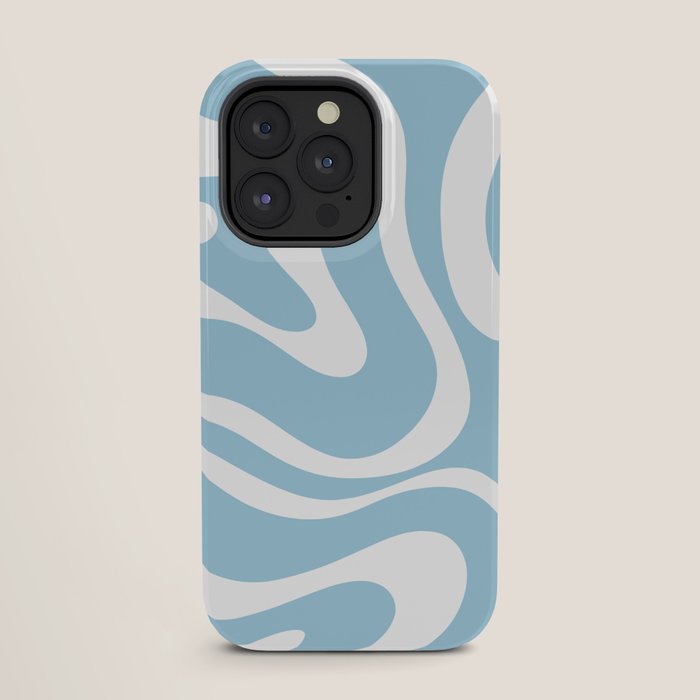 Retro Modern Liquid Swirl Abstract Pattern in Baby Blue and White iPhone Case Gallery Image 27