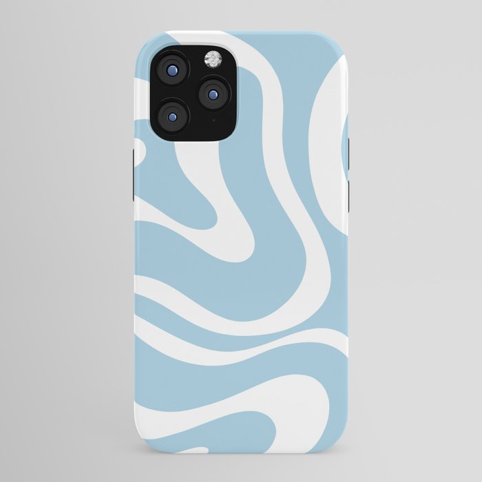 Retro Modern Liquid Swirl Abstract Pattern in Baby Blue and White iPhone Case Gallery Image 43