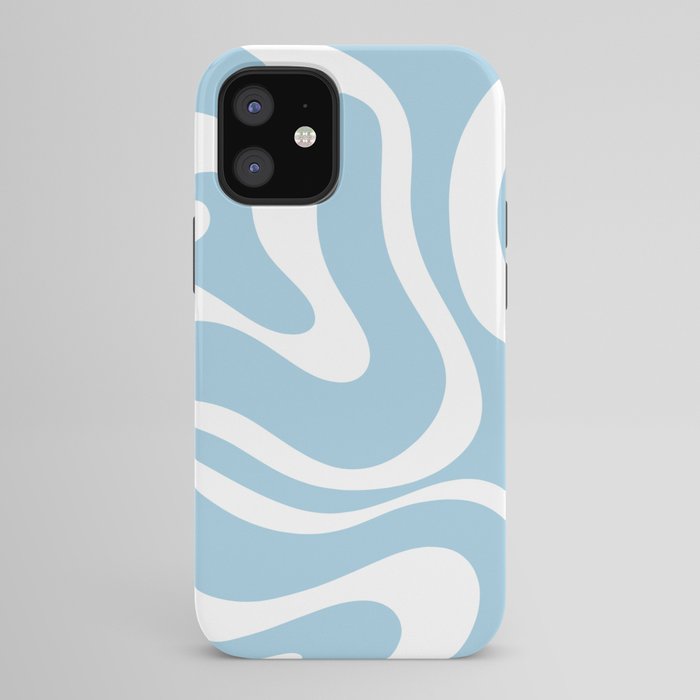Retro Modern Liquid Swirl Abstract Pattern in Baby Blue and White iPhone Case Gallery Image 42