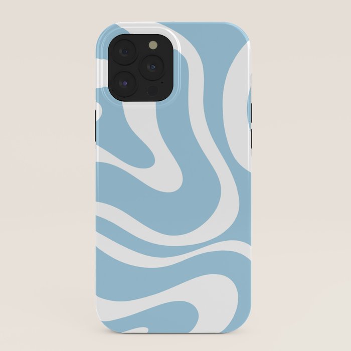 Retro Modern Liquid Swirl Abstract Pattern in Baby Blue and White iPhone Case Gallery Image 40