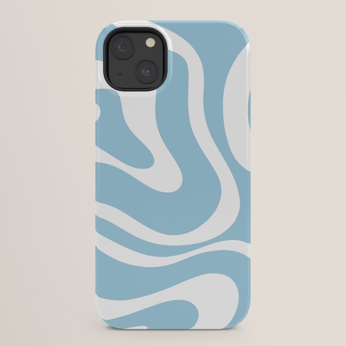 Retro Modern Liquid Swirl Abstract Pattern in Baby Blue and White iPhone Case Gallery Image 22