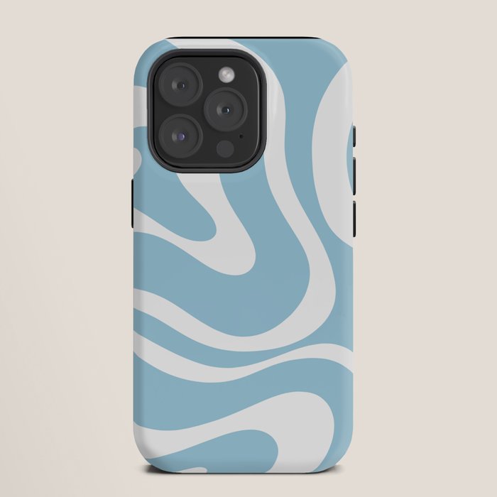 Retro Modern Liquid Swirl Abstract Pattern in Baby Blue and White iPhone Case Gallery Image 11