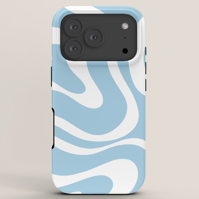 Retro Modern Liquid Swirl Abstract Pattern in Baby Blue and White iPhone Case Gallery Image 7