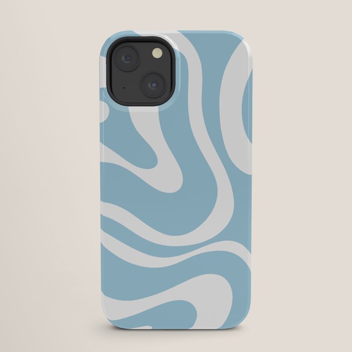 Retro Modern Liquid Swirl Abstract Pattern in Baby Blue and White iPhone Case Gallery Image 25