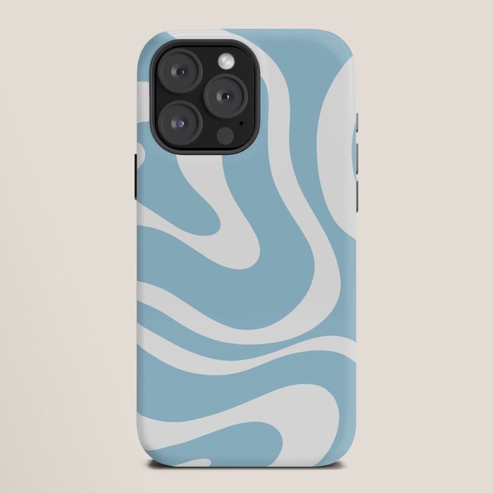 Retro Modern Liquid Swirl Abstract Pattern in Baby Blue and White iPhone Case Gallery Image 12