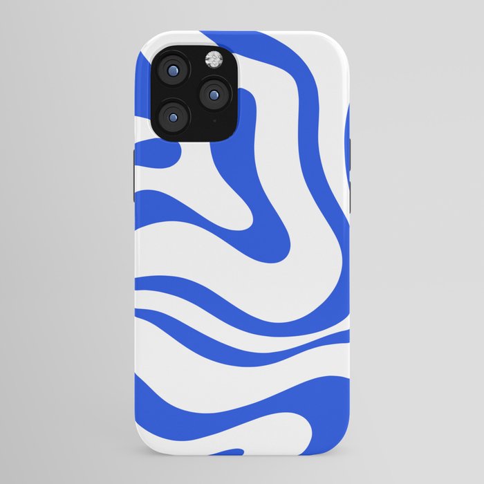 Retro Modern Liquid Swirl Abstract Pattern in Royal Blue and White iPhone Case Gallery Image 43
