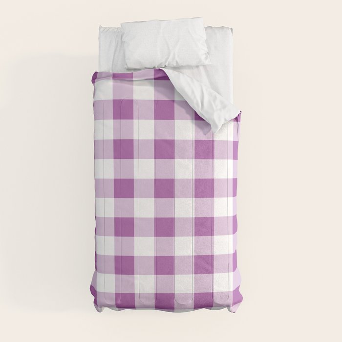 Gingham Large Lavender Amethyst White Comforter Gallery Image 4