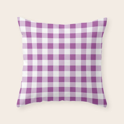 Gingham Large Lavender Amethyst White Throw Pillow Gallery Image 2