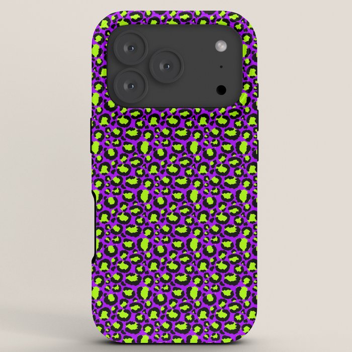 Neon Purple Green Leopard Pattern iPhone Case Gallery Image 7