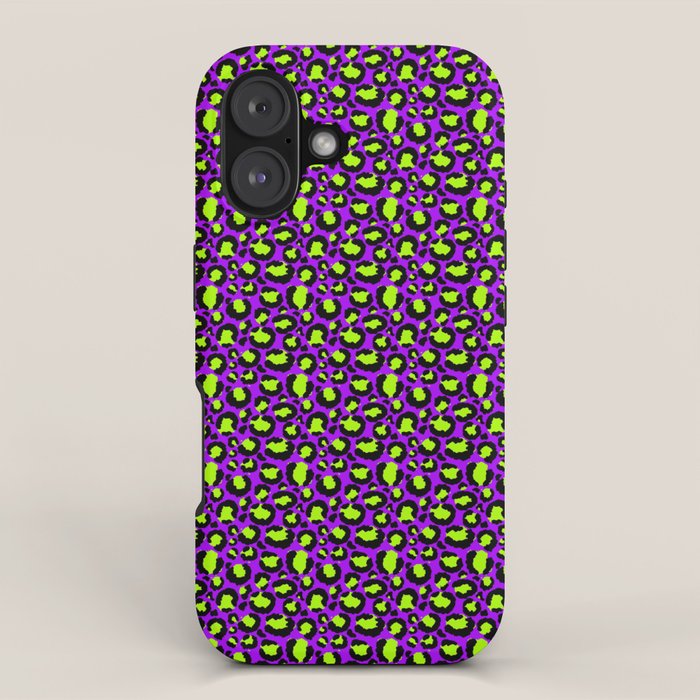 Neon Purple Green Leopard Pattern iPhone Case Gallery Image 1