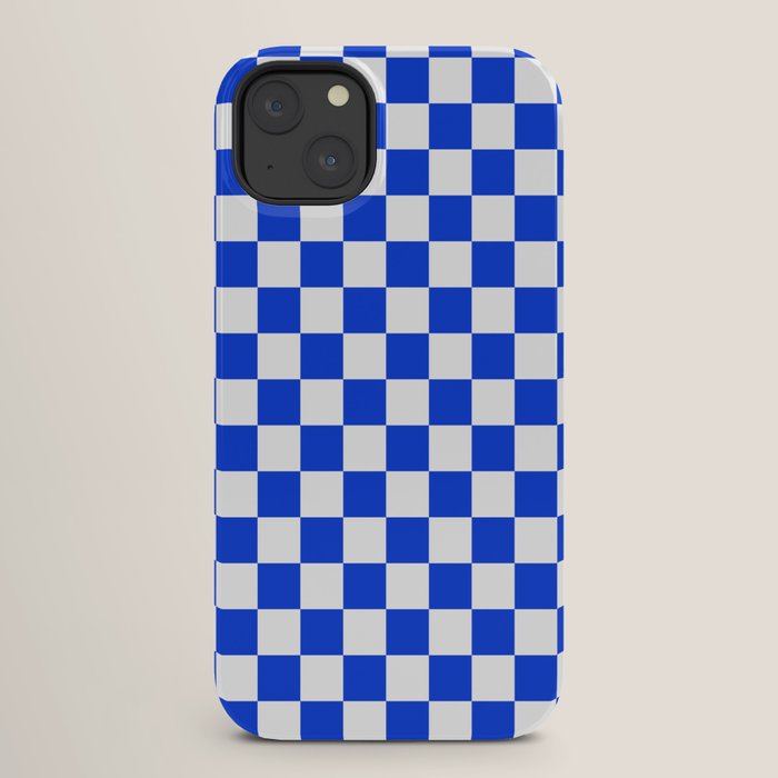 Checkerboard Check Checkered Pattern in Royal Blue and White iPhone Case Gallery Image 26