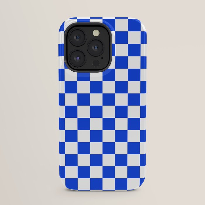 Checkerboard Check Checkered Pattern in Royal Blue and White iPhone Case Gallery Image 23