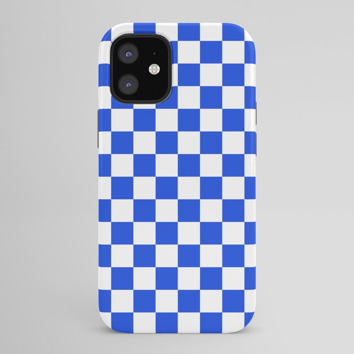 Checkerboard Check Checkered Pattern in Royal Blue and White iPhone Case Gallery Image 42