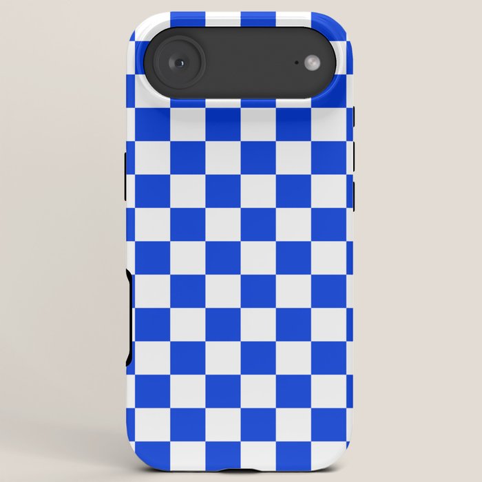 Checkerboard Check Checkered Pattern in Royal Blue and White iPhone Case Gallery Image 6
