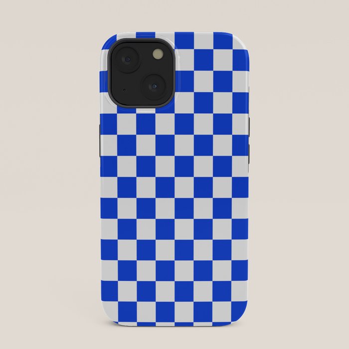 Checkerboard Check Checkered Pattern in Royal Blue and White iPhone Case Gallery Image 33