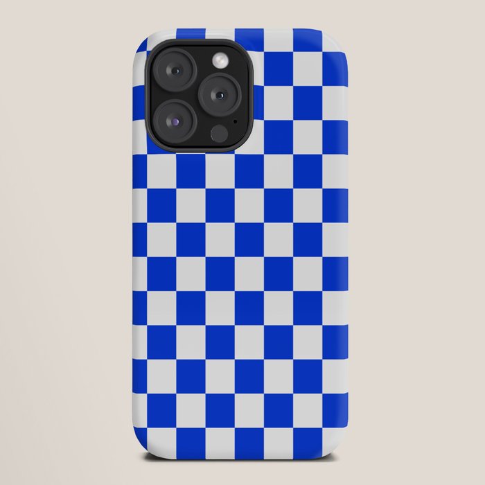 Checkerboard Check Checkered Pattern in Royal Blue and White iPhone Case Gallery Image 20