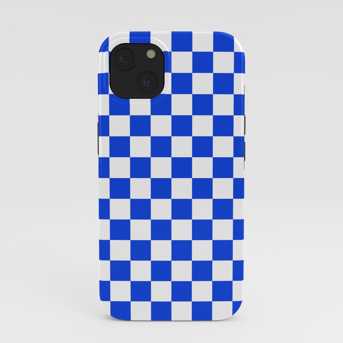 Checkerboard Check Checkered Pattern in Royal Blue and White iPhone Case Gallery Image 37