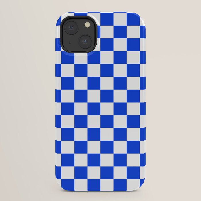 Checkerboard Check Checkered Pattern in Royal Blue and White iPhone Case Gallery Image 22