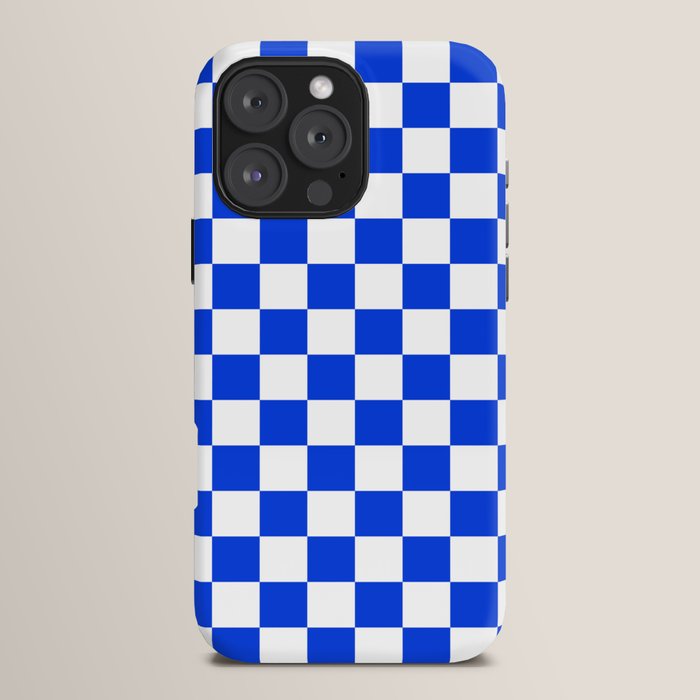Checkerboard Check Checkered Pattern in Royal Blue and White iPhone Case Gallery Image 16
