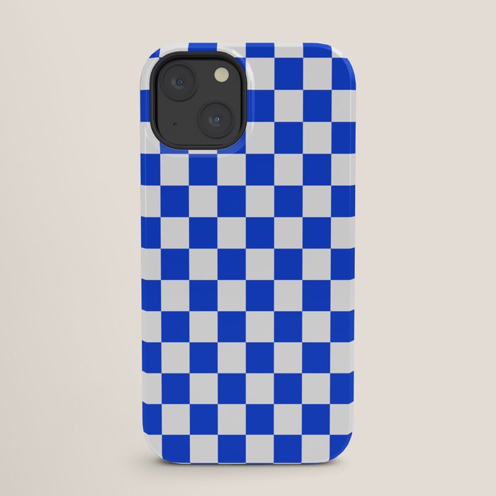 Checkerboard Check Checkered Pattern in Royal Blue and White iPhone Case Gallery Image 25