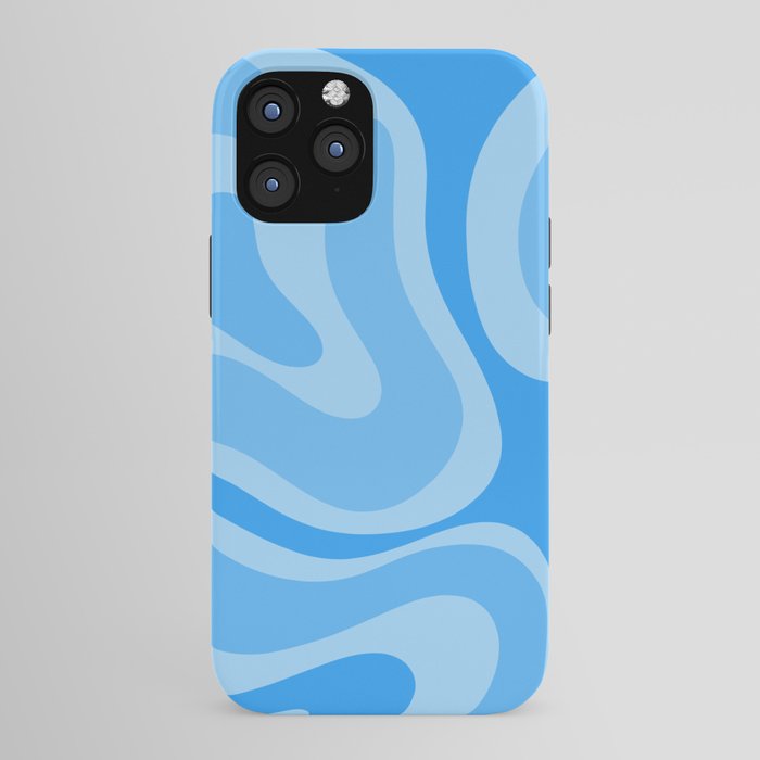 Modern Retro Liquid Swirl Abstract Pattern in Light Blue and Sky Blue iPhone Case Gallery Image 43