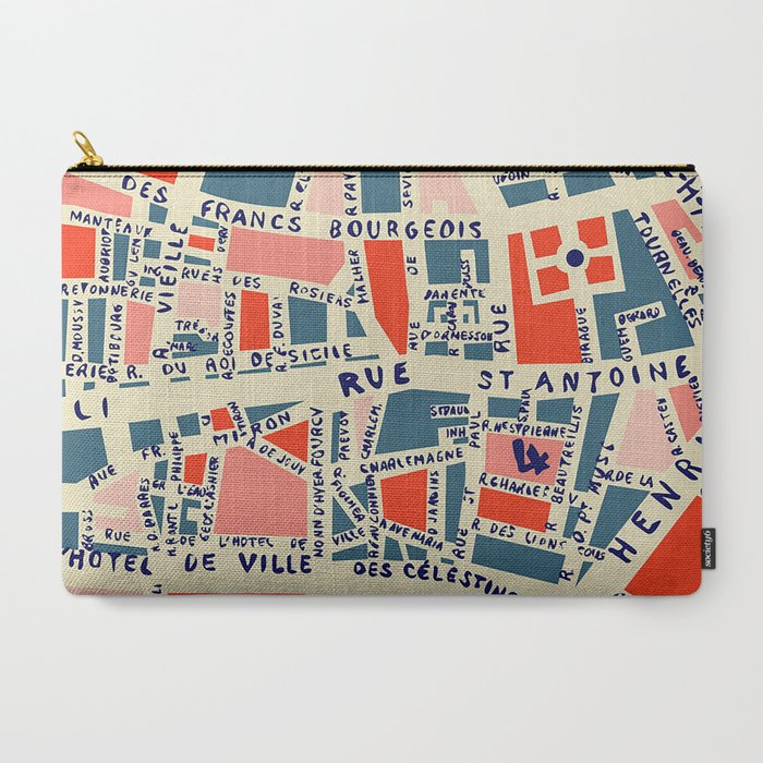 paris map blue Carry All Pouch Gallery Image 3