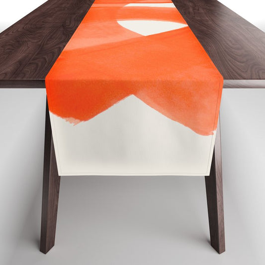 Mid Century Modern Abstract Painting Orange Watercolor Brush Strokes Table Runner Gallery Image 1