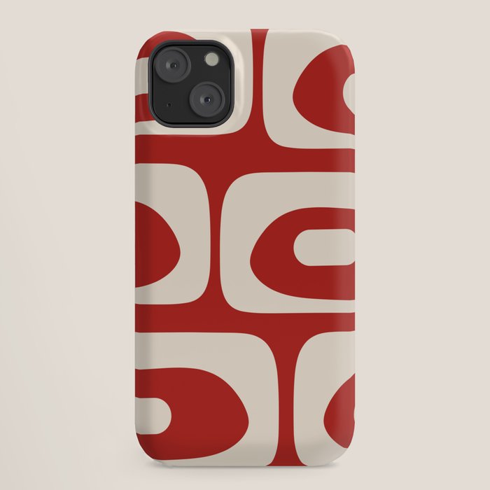 Retro Piquet Mid Century Modern Abstract Pattern in Red and Almond Cream iPhone Case Gallery Image 18