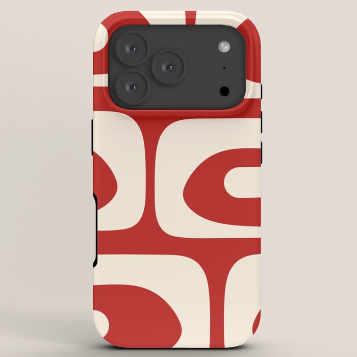 Retro Piquet Mid Century Modern Abstract Pattern in Red and Almond Cream iPhone Case Gallery Image 7