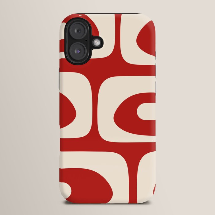 Retro Piquet Mid Century Modern Abstract Pattern in Red and Almond Cream iPhone Case Gallery Image 14