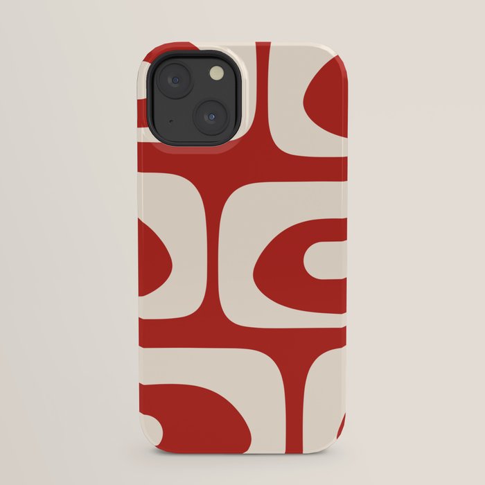 Retro Piquet Mid Century Modern Abstract Pattern in Red and Almond Cream iPhone Case Gallery Image 29