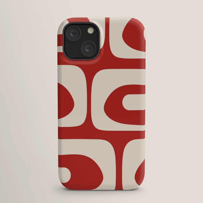 Retro Piquet Mid Century Modern Abstract Pattern in Red and Almond Cream iPhone Case Gallery Image 17