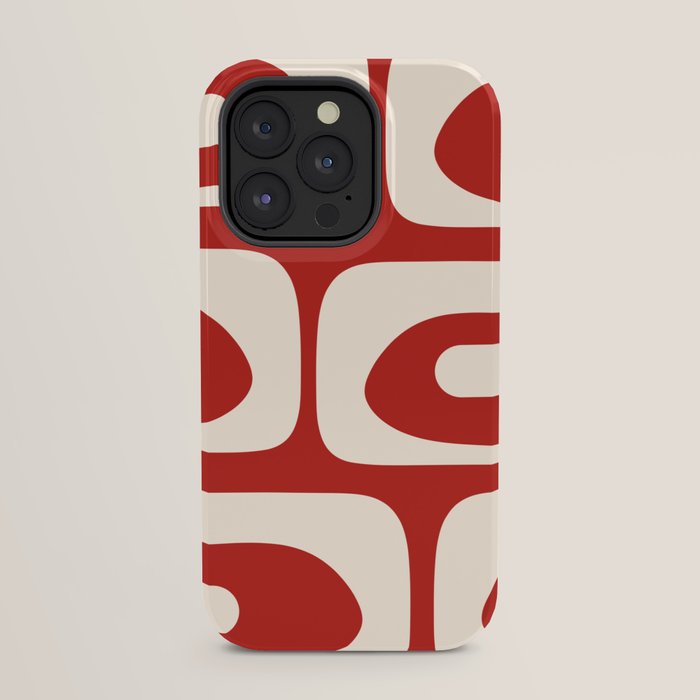 Retro Piquet Mid Century Modern Abstract Pattern in Red and Almond Cream iPhone Case Gallery Image 23