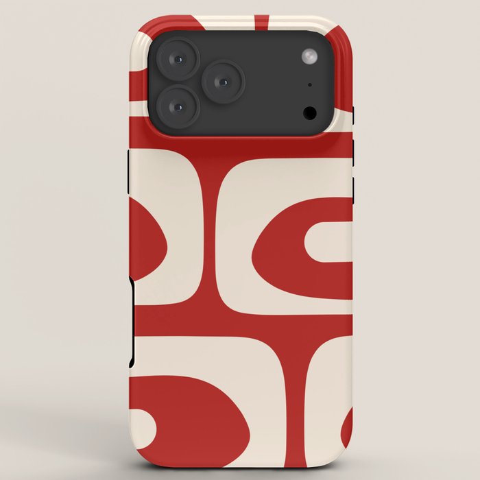 Retro Piquet Mid Century Modern Abstract Pattern in Red and Almond Cream iPhone Case Gallery Image 8
