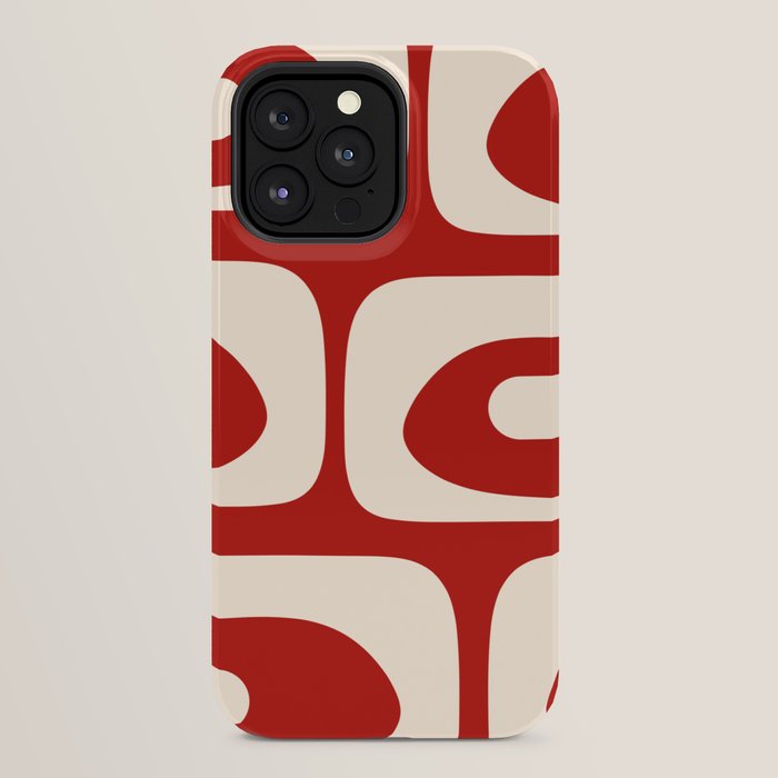 Retro Piquet Mid Century Modern Abstract Pattern in Red and Almond Cream iPhone Case Gallery Image 32