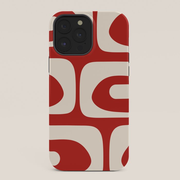 Retro Piquet Mid Century Modern Abstract Pattern in Red and Almond Cream iPhone Case Gallery Image 36
