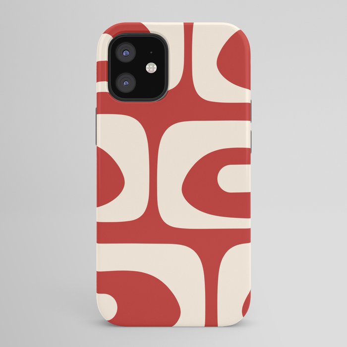 Retro Piquet Mid Century Modern Abstract Pattern in Red and Almond Cream iPhone Case Gallery Image 42